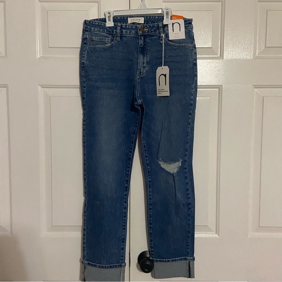 Nature Denim Mom Jeans with cuff and rip details, size 8/29 - Picture 1 of 8
